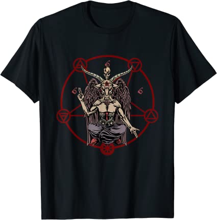 Satanic Pentagram 666 Baphomet Ritual Goth T-Shirt