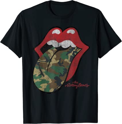 Rolling Stones Distressed Camo Tongue T-Shirt
