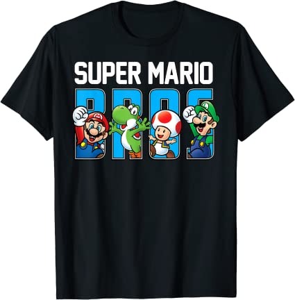 Super Mario Bros Characters Letter Fill Graphic T-Shirt – teeologic